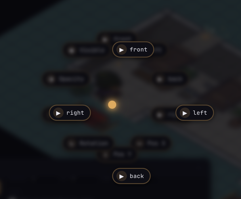 Entity radial menu showing directional view controls